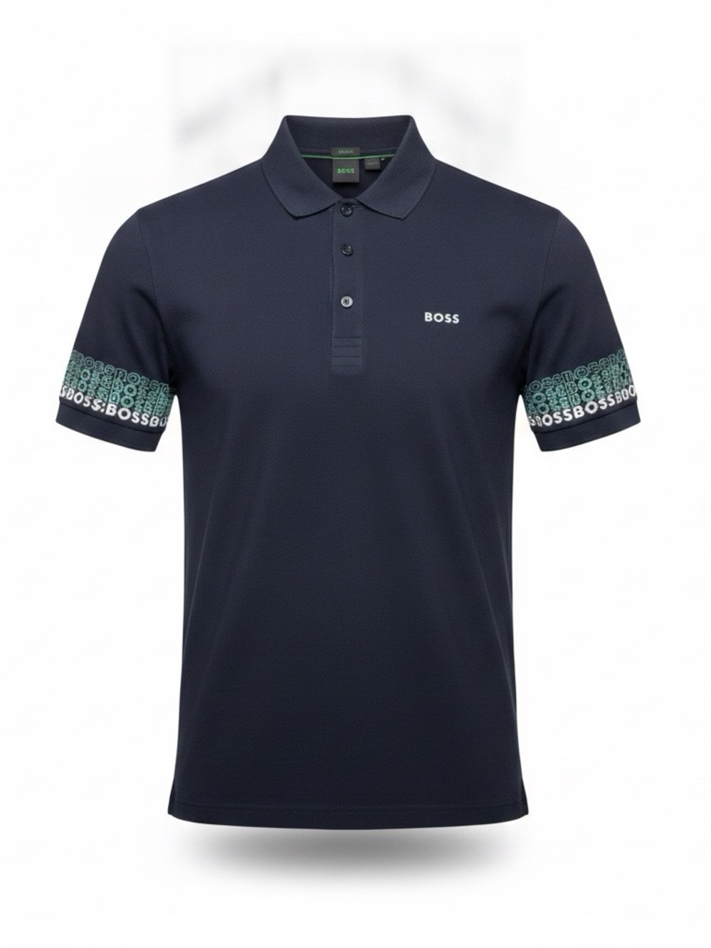 BOSS Men’s Navy Polo Shirt with Branded Sleeve Detail